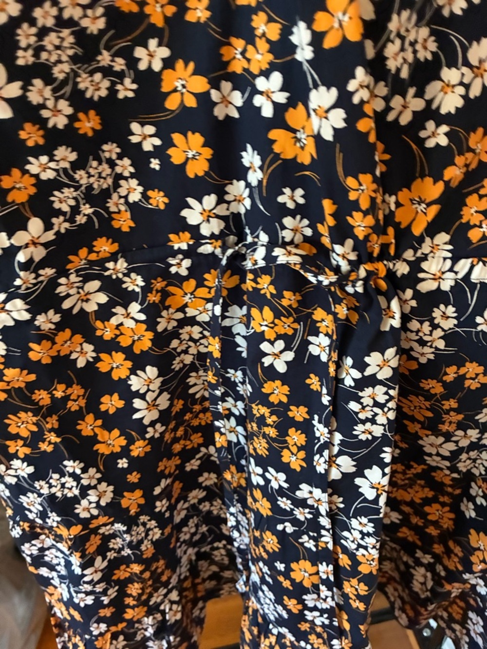 Draper James Navy Dress with Orange & White Floral Print - NWT - size XL - Picture 4 of 5